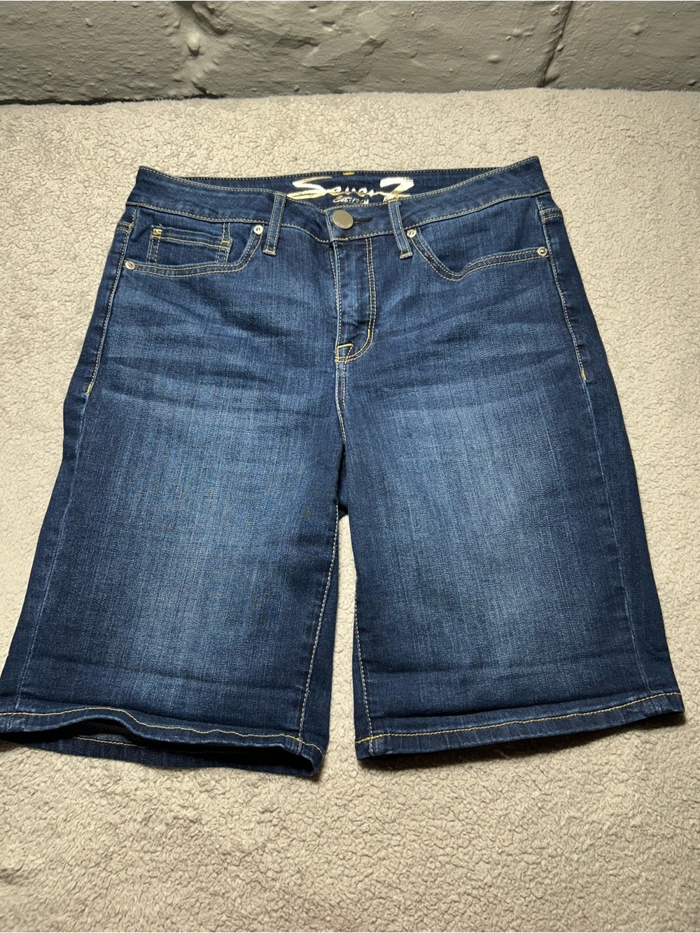 Seven7 Dark Blue Denim Bermuda Jean Shorts